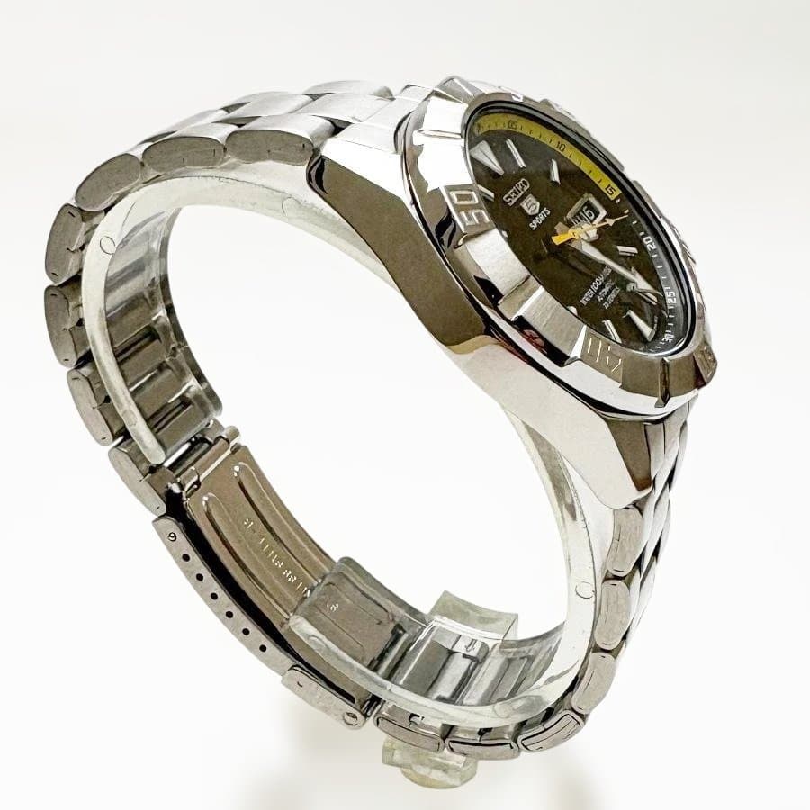 SEIKO 5 スポーツ 腕時計 自動巻き ブラック イエロー オートマチック