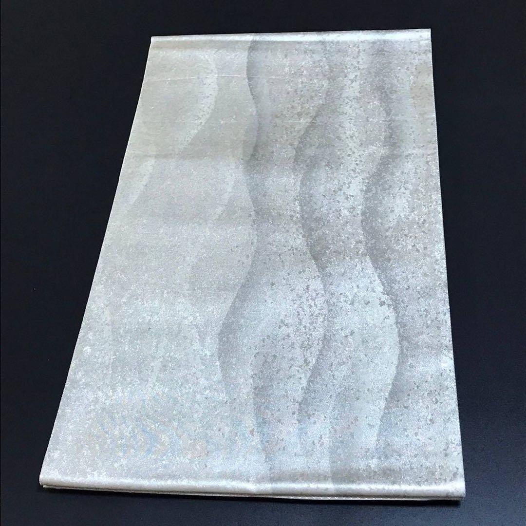 8965］袋帯 霞文様 引箔 六通 プラチナ箔 正絹 着物 シルバー