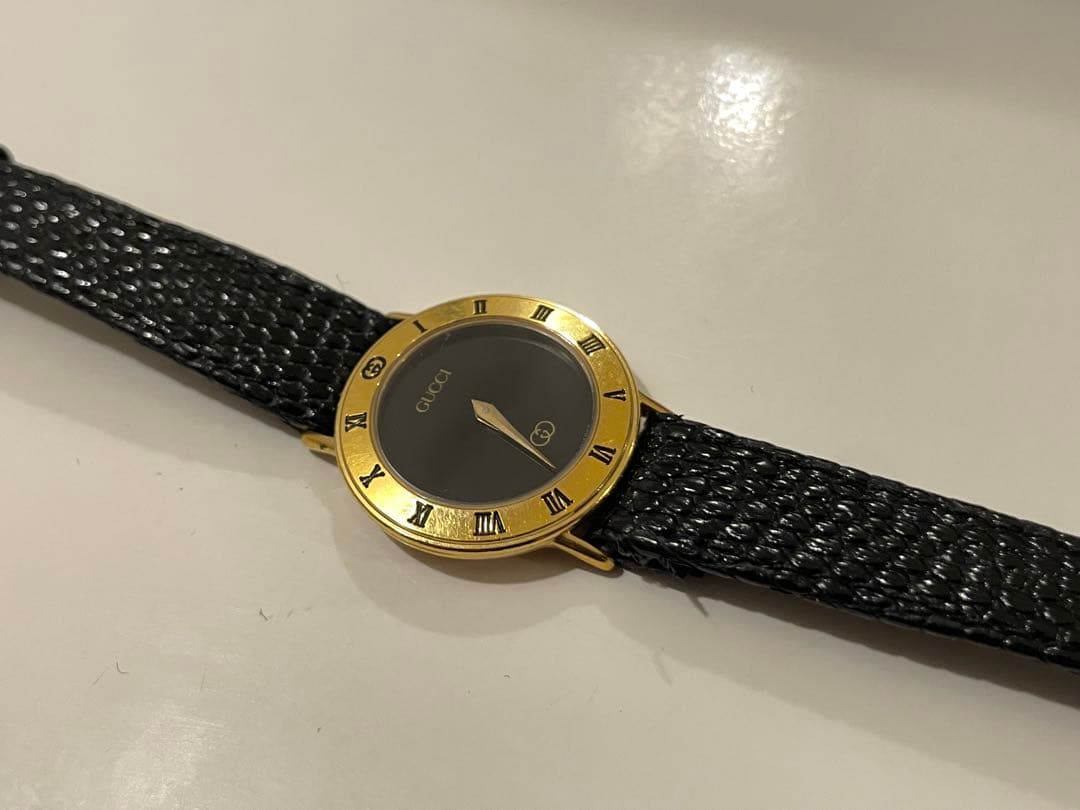 【ケース付き】GUCCI レディース 時計 ゴールド ブラック GUCCI グッチ レディース腕時計 QZ GP レザーベルト ゴールド ブラック