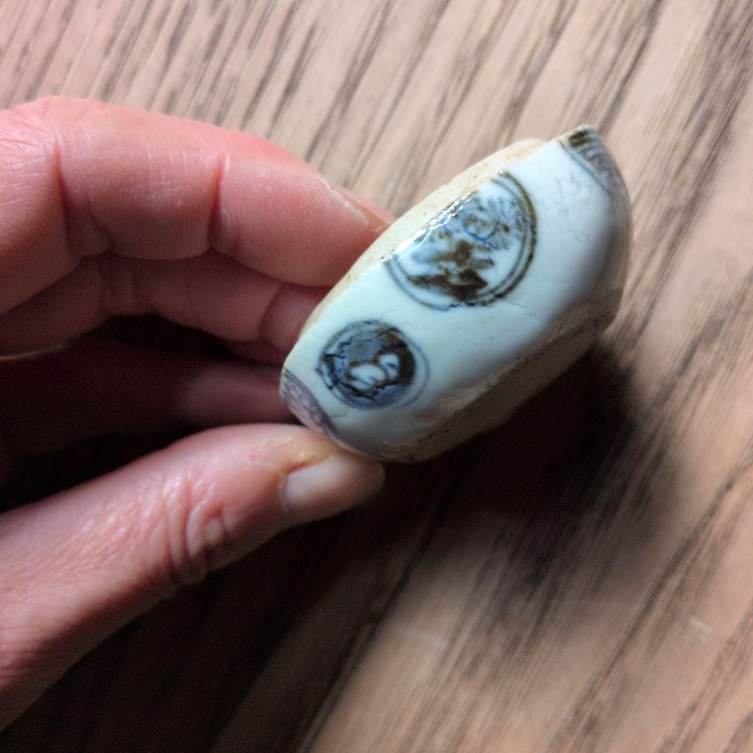 古伊万里 丸紋染付 桃形 蓋付き香合 木箱付き - メルカリ