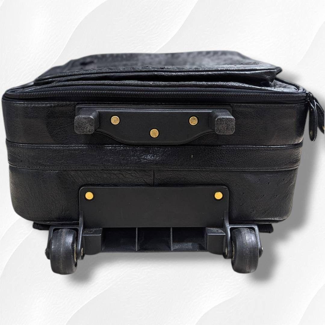 JRA認定・希少】オーストリッチ キャリーケース 高級レザー 黒 ビジネス