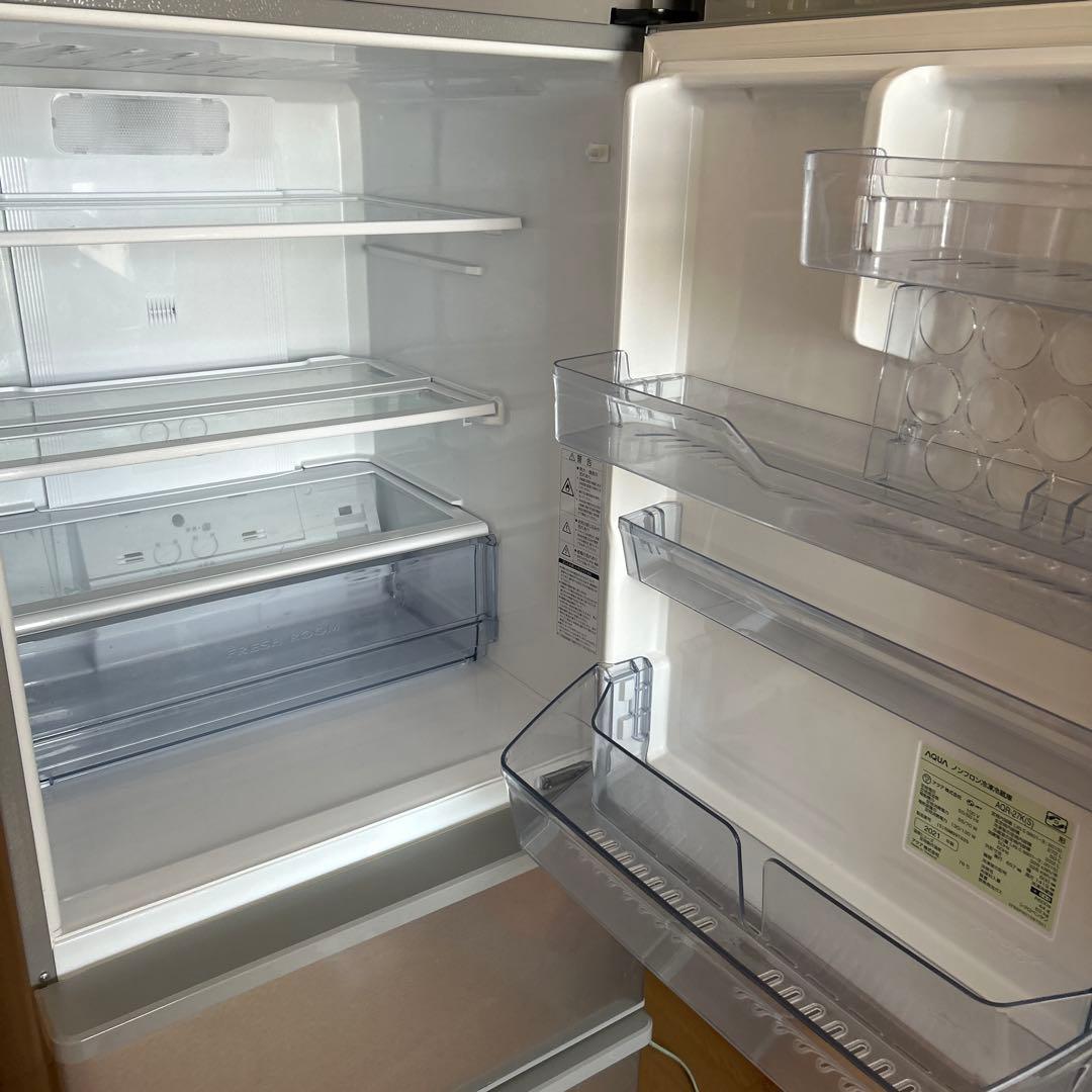 冷凍冷蔵庫/AQUA/ノンフロン冷凍冷蔵庫/2021年製/シルバー