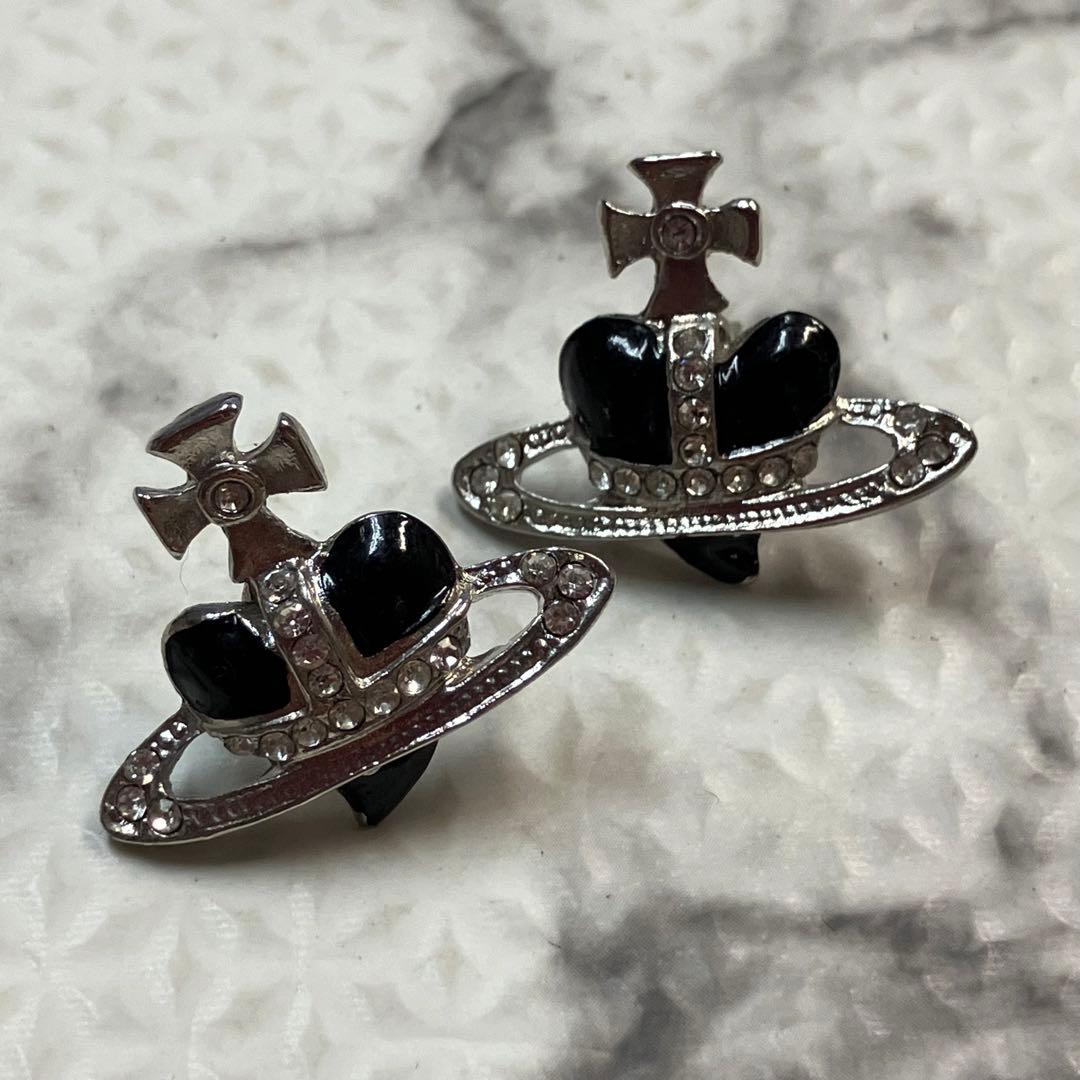 Vivienne Westwood ピアス ディアマンテハート ブラック Vivienne
