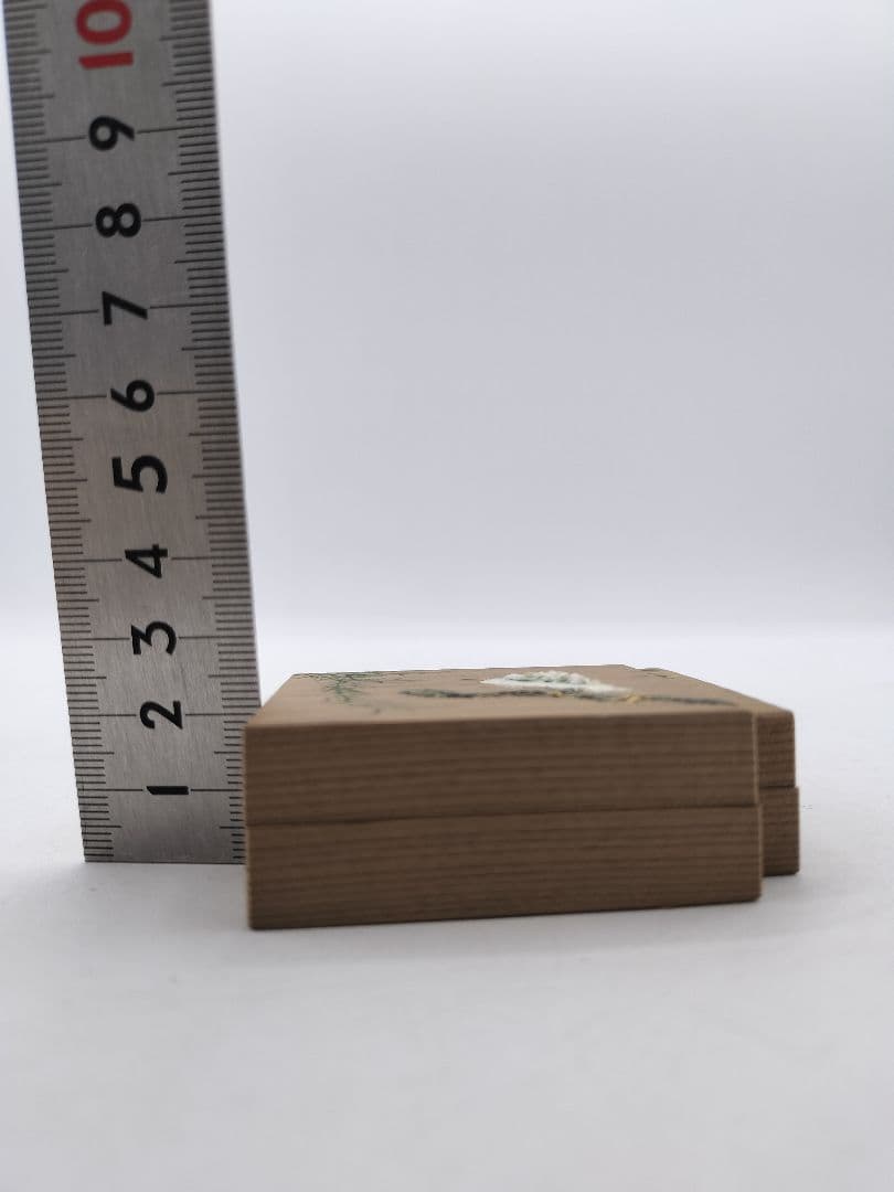 c639 香合 神代杉 鷺に柳 色紙重 中谷秀斉 木箱 茶道具 古物