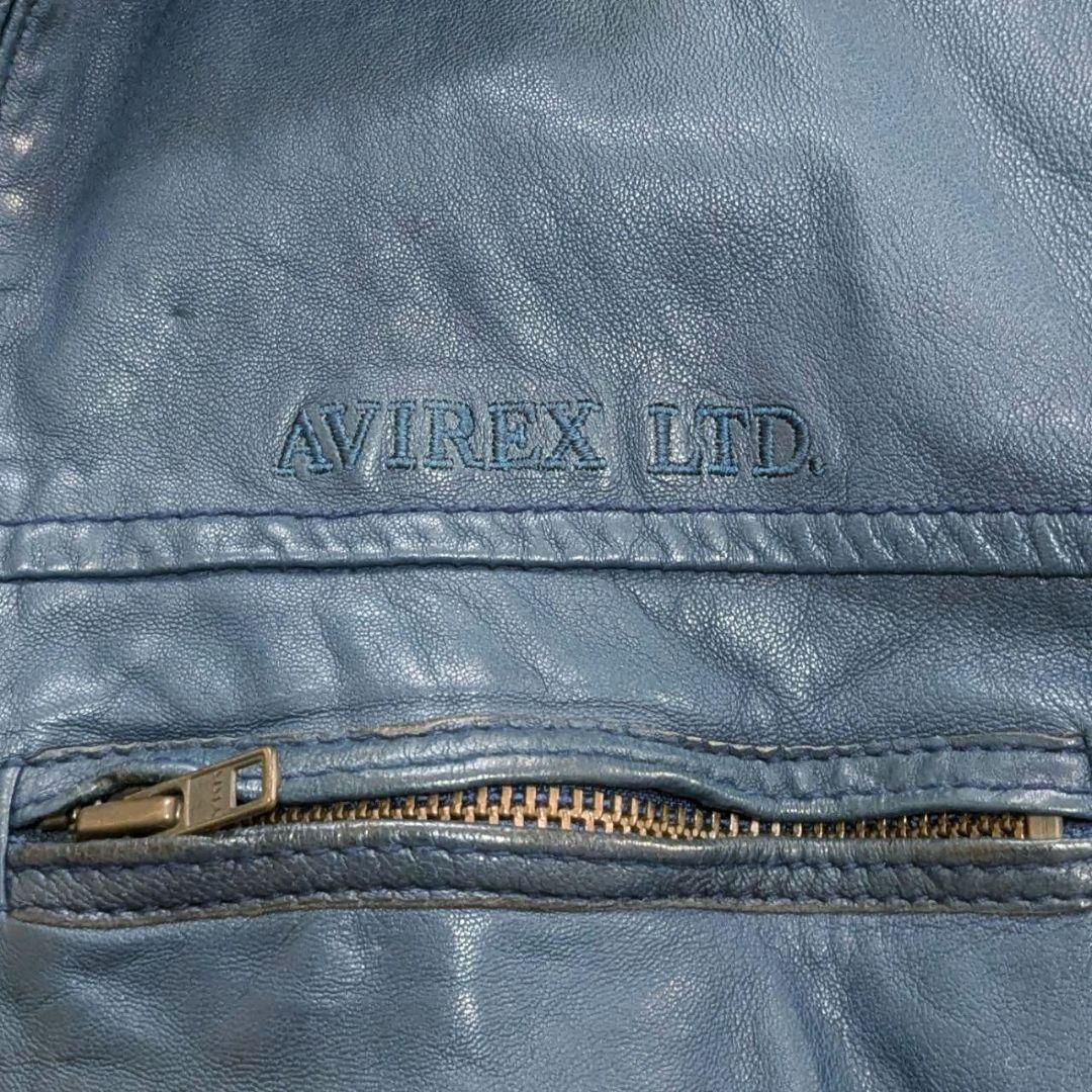 AVIREX アヴィレックス レザージャケット 羊革 ターコイズブルー M