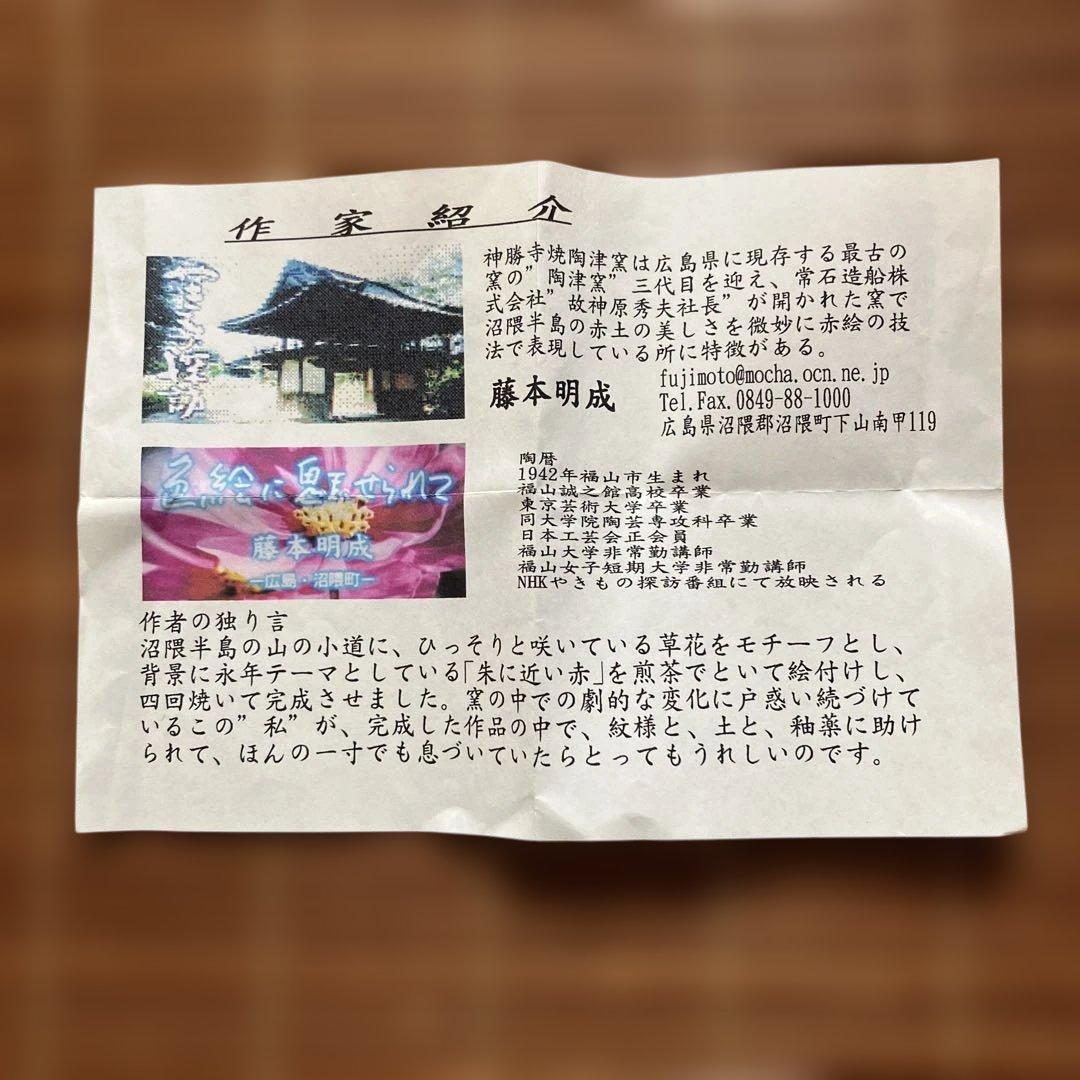◇神勝寺焼陶津窯三代目「藤本明成」作 色絵湯呑み 日本工芸