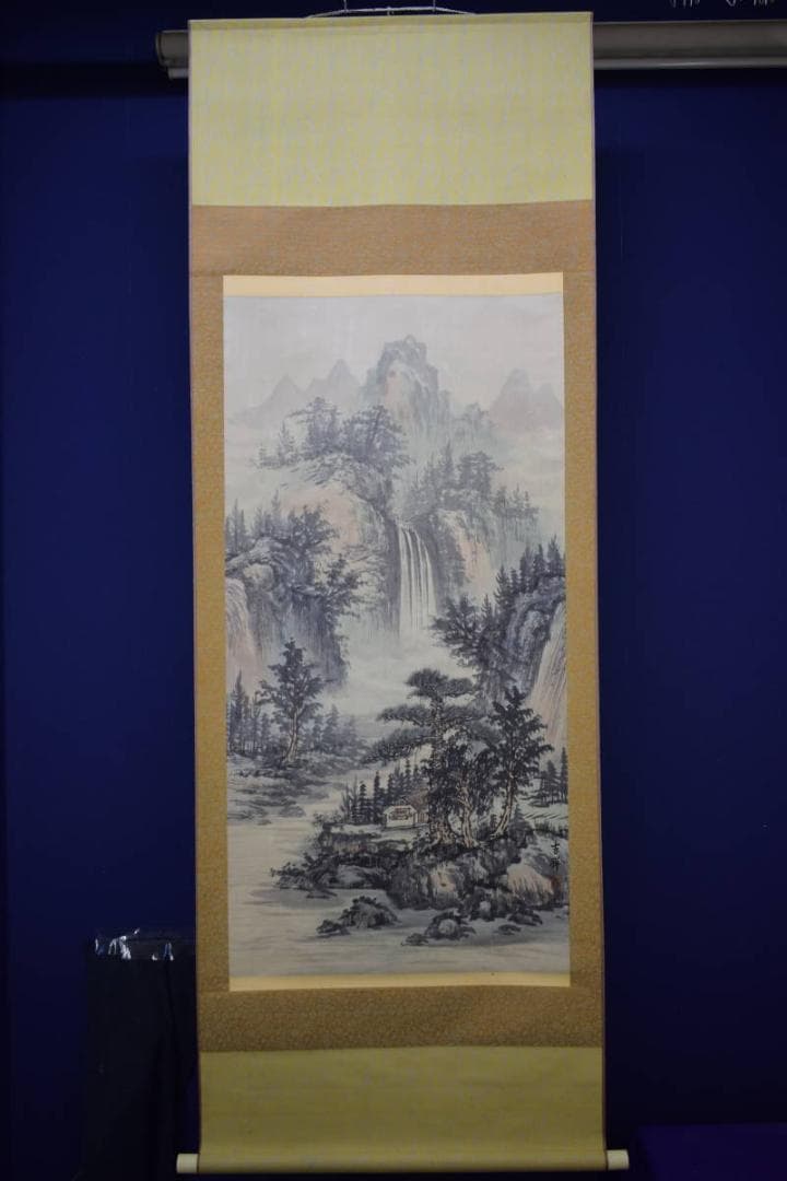 真作/吉祥/山水図/布袋屋掛軸HF-277