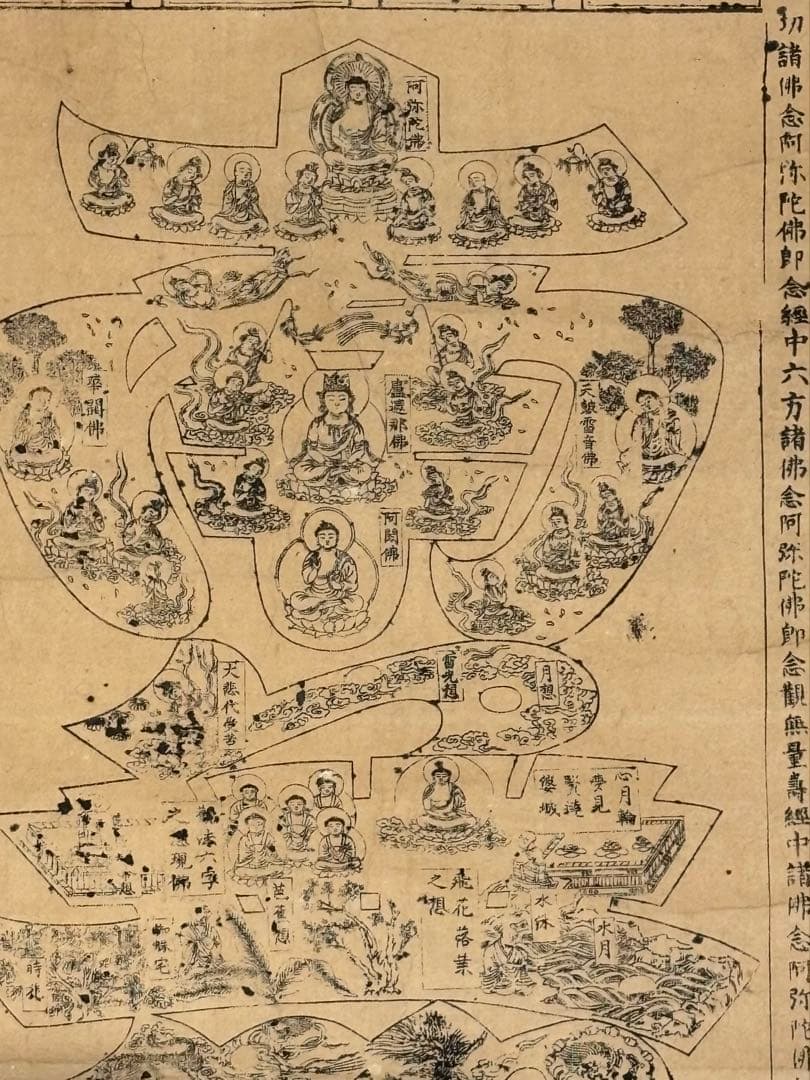 「六字名号曼荼羅」木版刷り 1枚|木版画 仏教美術 浄土真宗 親鸞本願寺 和本 六字名号曼荼羅」木版刷り 1枚|木版画 仏教美術 浄土真宗