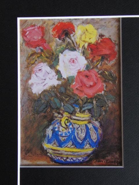 大津通臣、バラ、希少な画集より、新品高級額・額装付、状態良好