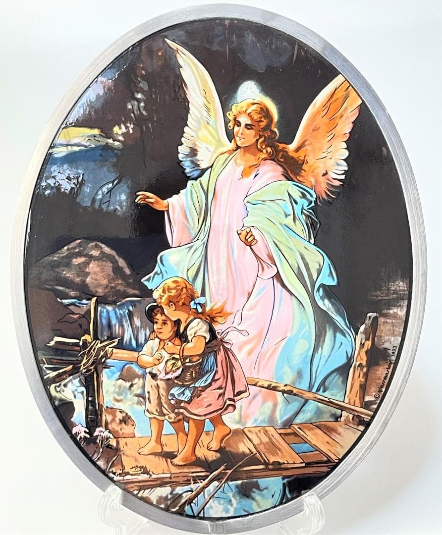 橋の上の天使ヴィンテージステンドグラス