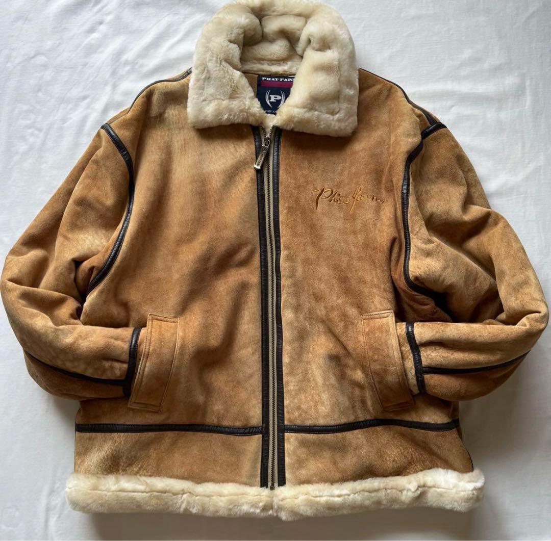 phat farm ファットファーム　ムートンジャケット　b-3 レザー　レア