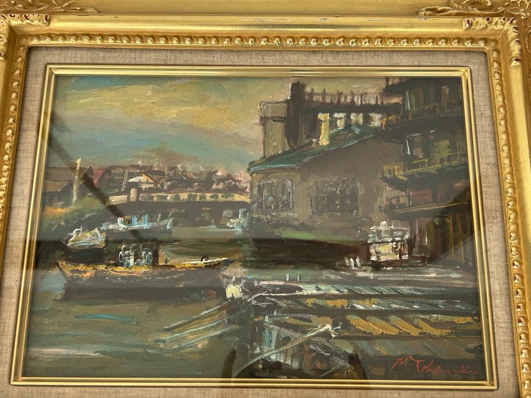 高橋益之 【小樽運河】油絵　F4号　油彩画　額縁