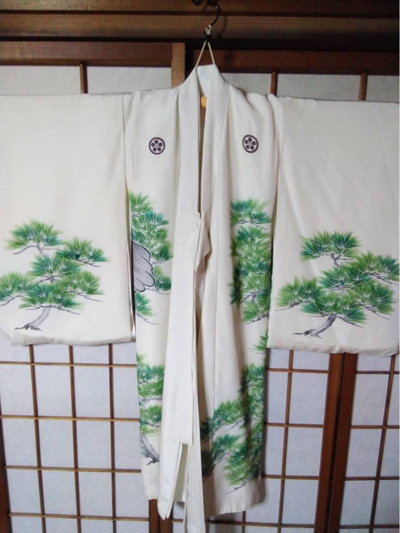 男の子用・3歳から5歳向け・表側正絹・お着物とお被覆セット・目立たない汚れあり