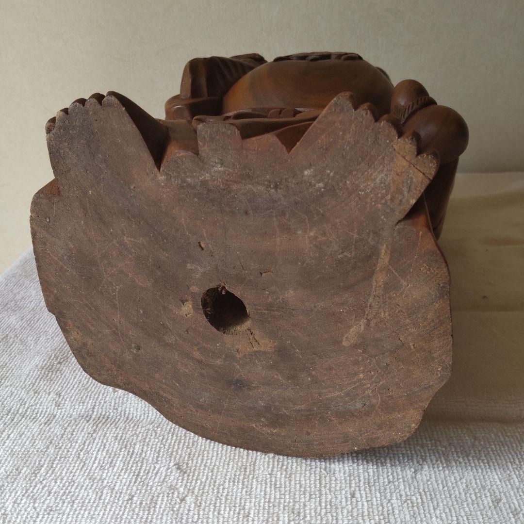 美品 布袋様 35㎝ 3㎏ 芯材上等品の木彫り 布袋尊