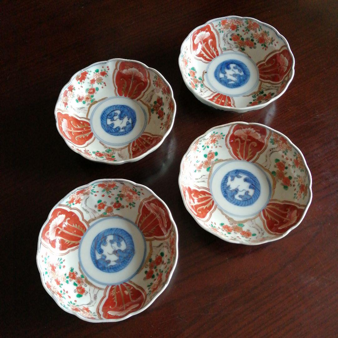 古伊万里 金彩錦膾皿 4枚 15.5cm 江戸後期〜明治期 C9932