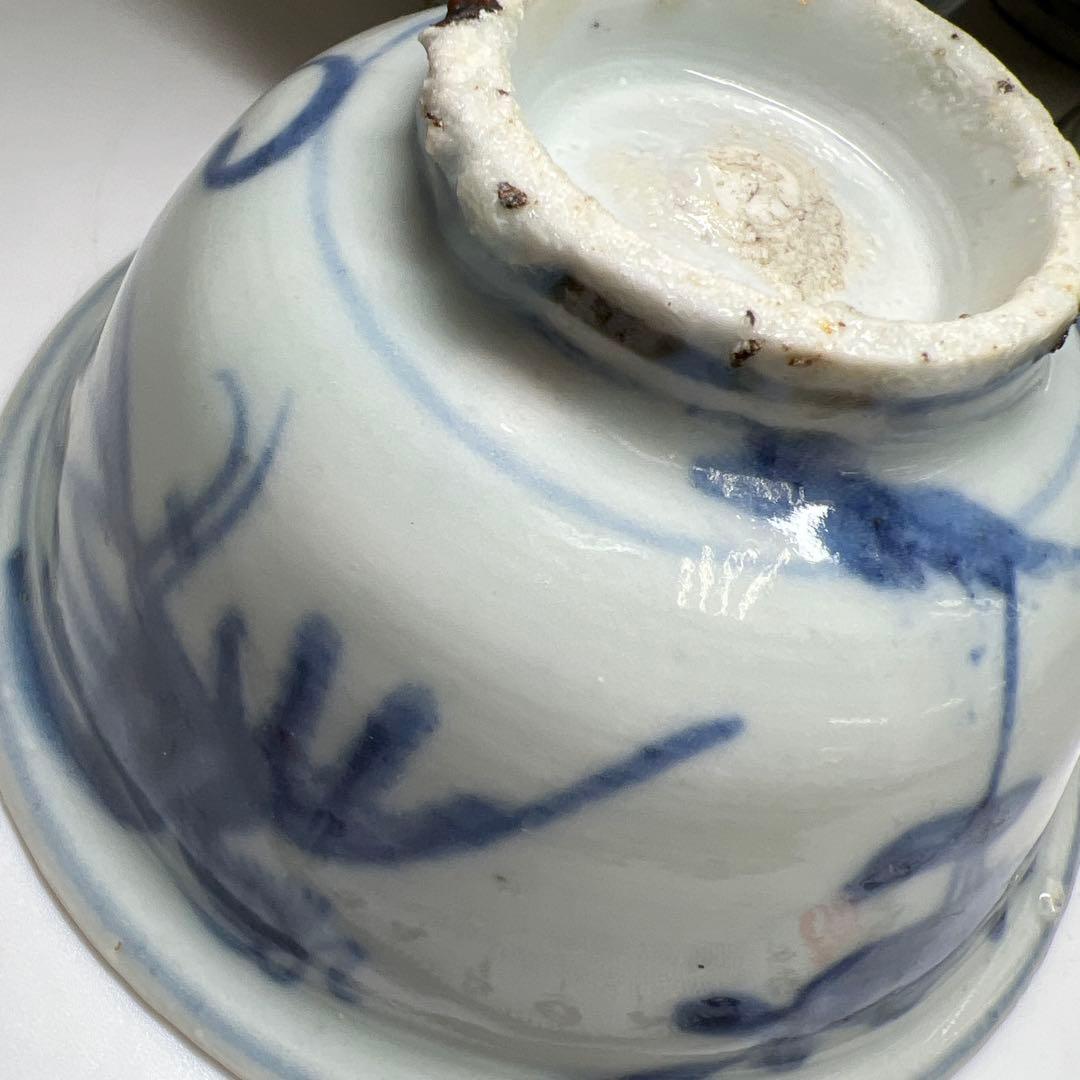 中国明時代　古染付鉢4客　　口径約12㎝　東Y7-1104☆2Fトヒオ