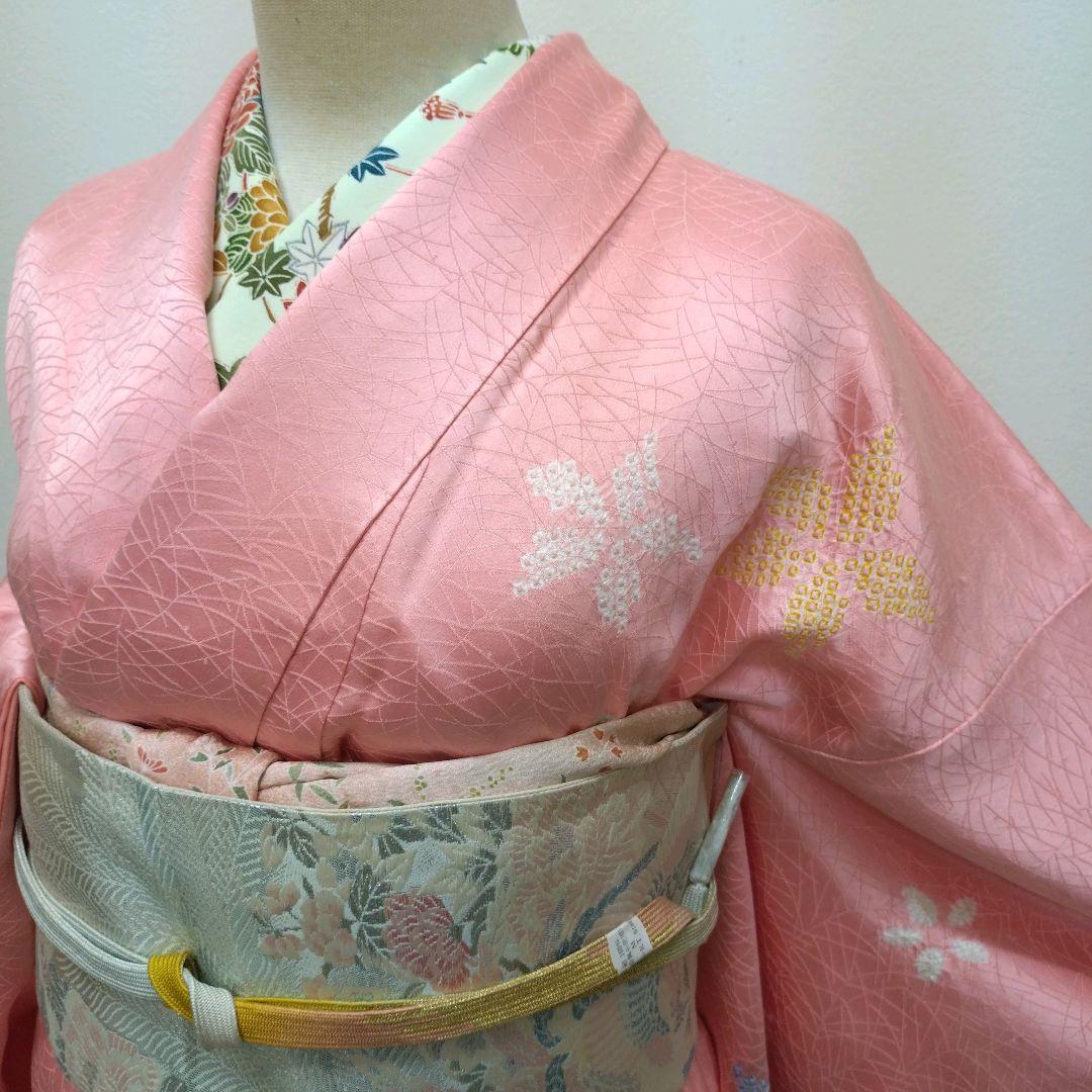 580 正絹 三越お誂え 一つ紋 ピンク系 訪問着 4点フルセット - メルカリ