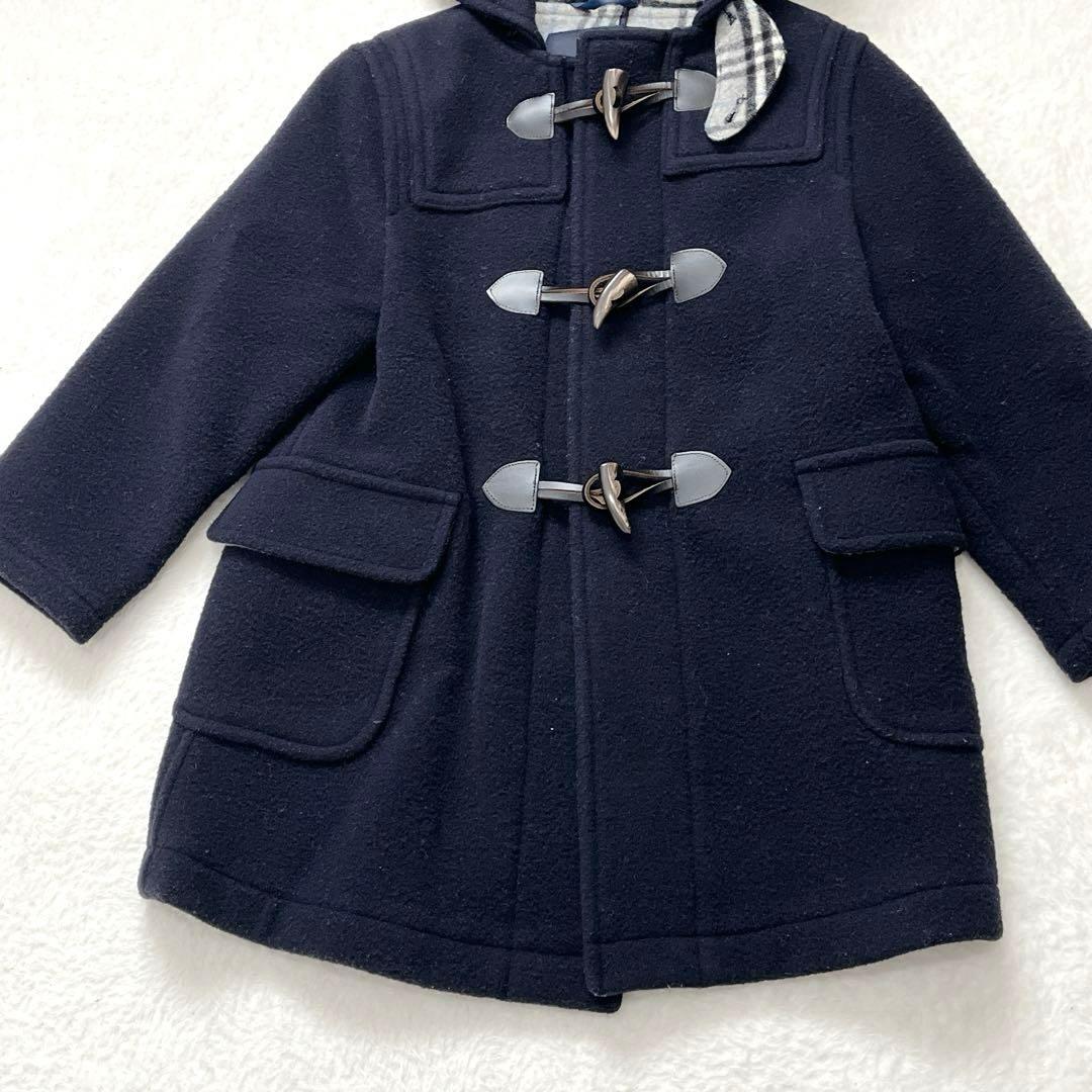 バーバリー ダッフルコート 裏地 ノバチェック柄【120】ネイビー フード