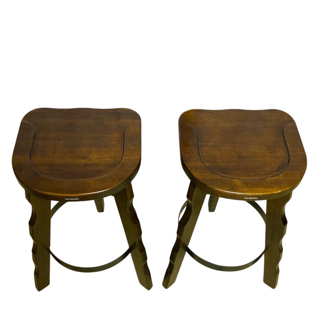 ①【ヴィンテージ】カリモク ルスティック ハイチェア バースツール スツール