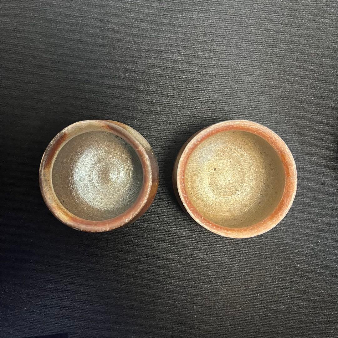 未使用】 備前焼 奥本健一 徳利 おちょこ 3点 酒器 未使用】 備前焼 奥