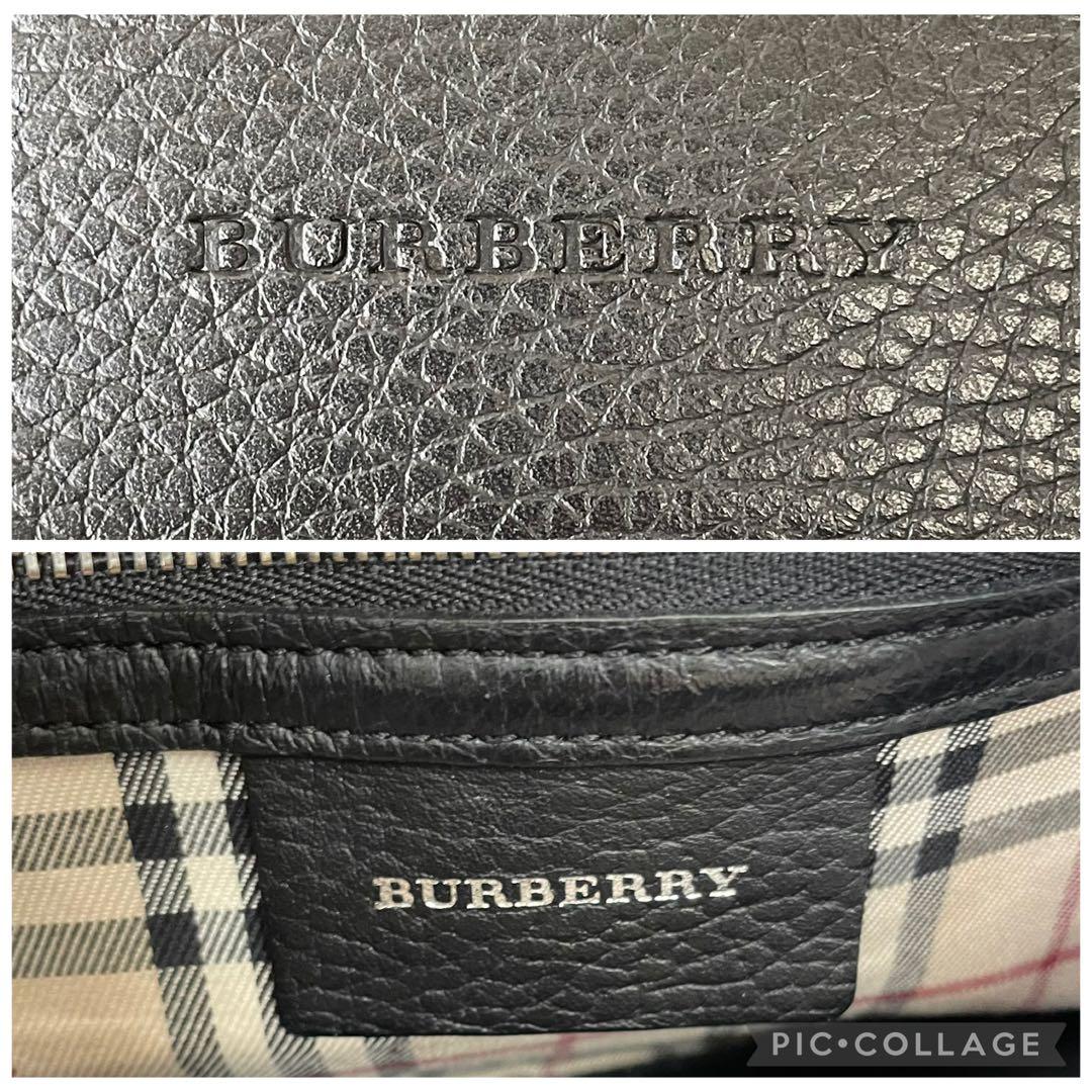 【美品】バーバリー ショルダーバッグ シボ革 ノバチェック オールレザー 黒