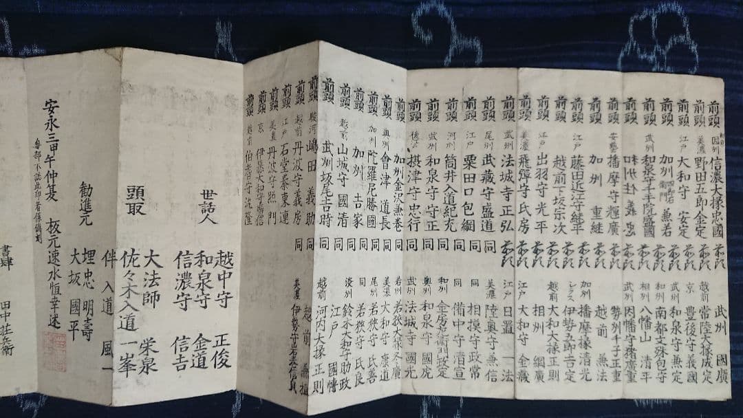 江戸後期 両面摺り刀剣番付『銘尽大角力』新刀 日本刀 武具 和本古文書