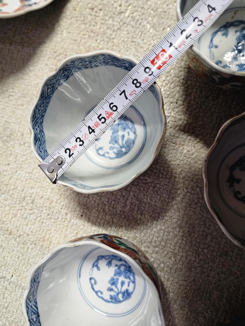 夏*J様 豪華‼️ 幕末明治の染錦 7寸中皿 小皿 なます皿 向付け 各種５客づ