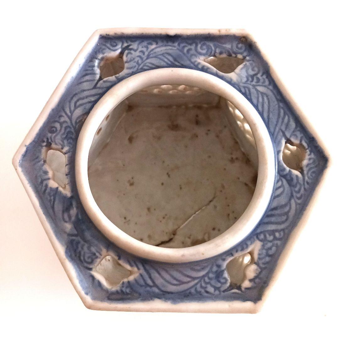 古伊万里 染付六角透かし盃台 - メルカリ