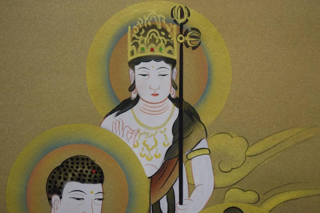 真作/福田素仙/十三仏図/十三佛図/美品/桐