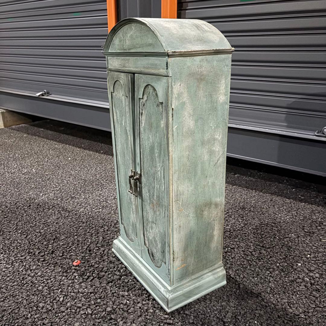 シャビーシック】アンティーク風 キャビネット グリーン 小型収納家具