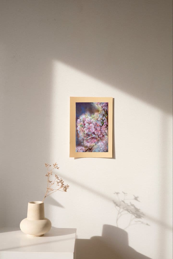 光を纏う河津桜」SMキャンバス 風景画 画家painterTMK本人出品