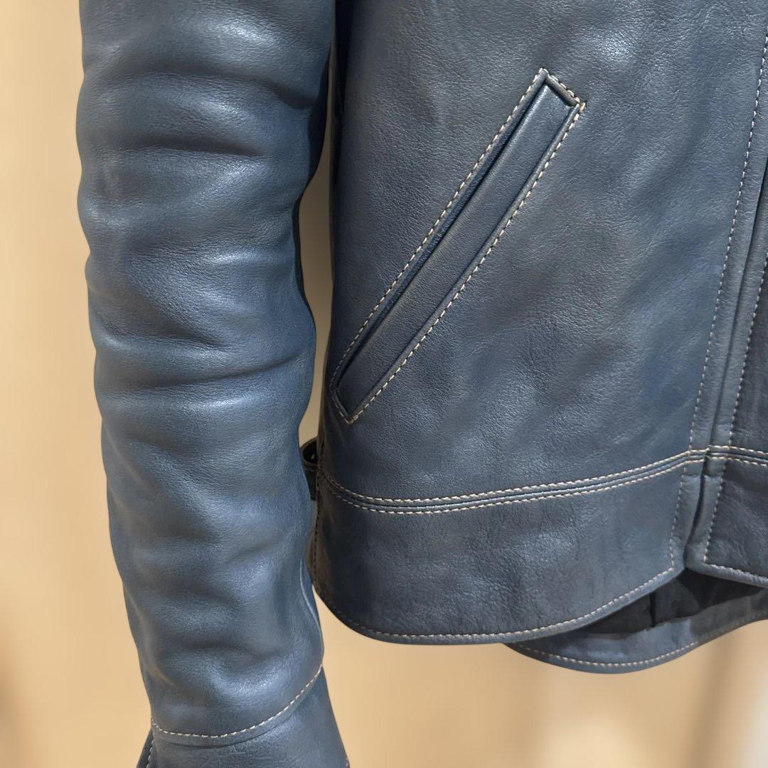 天神ワークス コバルトブルー JT-01 シングルジャケット レザージャケット