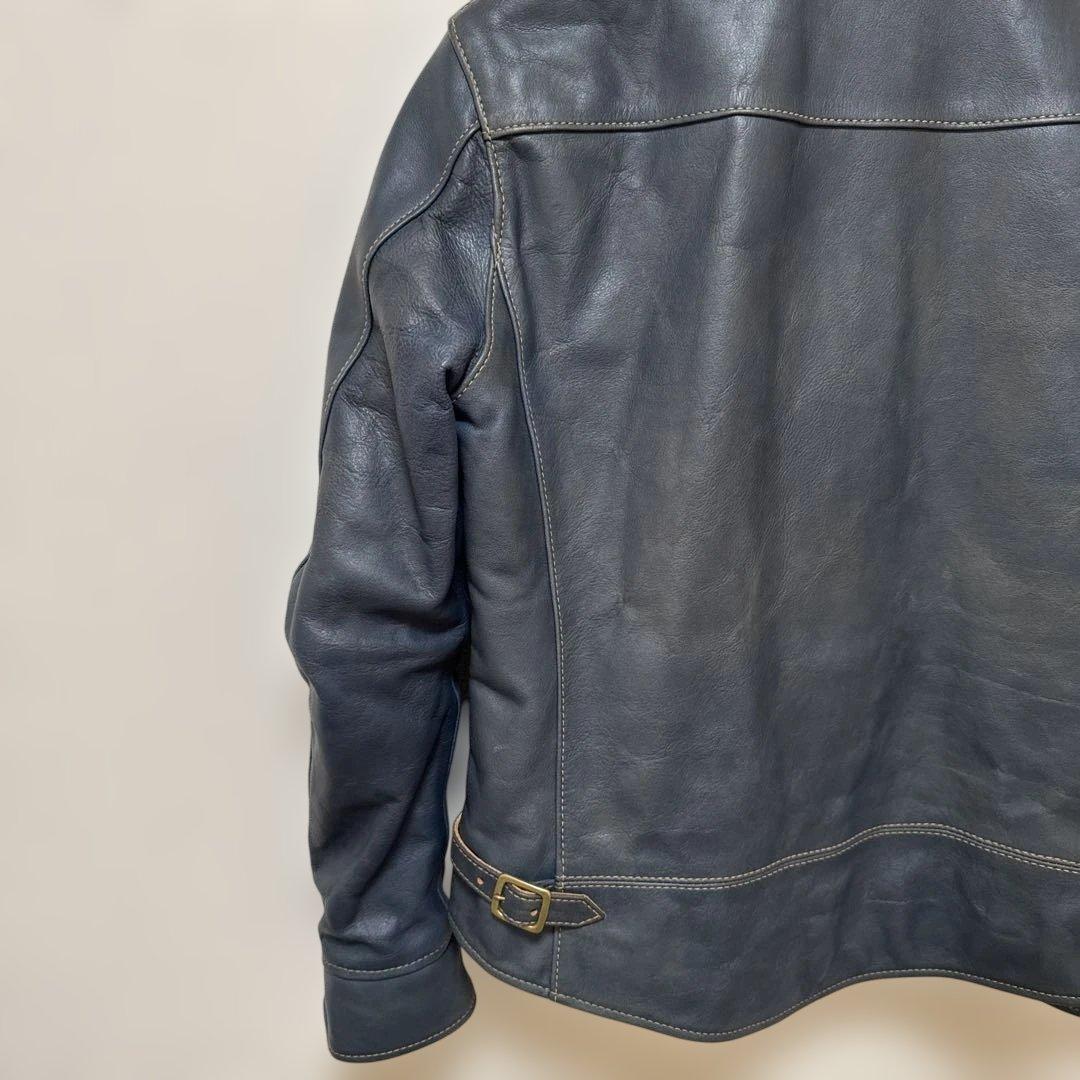 天神ワークス コバルトブルー JT-01 シングルジャケット レザー