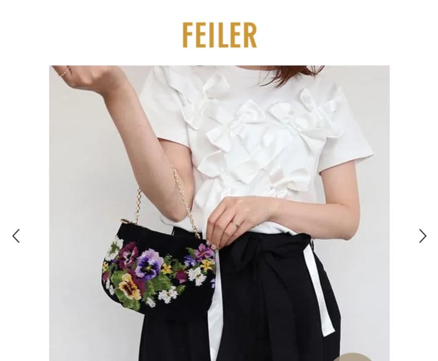 FEILER 花柄刺繍 パーティーバッグ