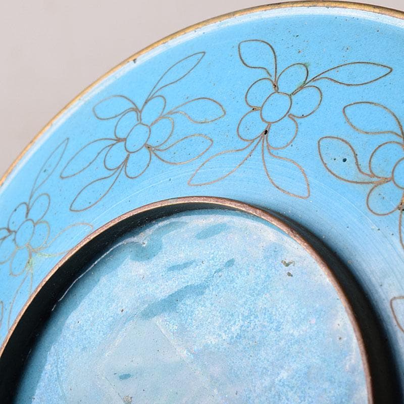 中国 古七宝琺瑯彩 花蝶文盤 皿 V R8772