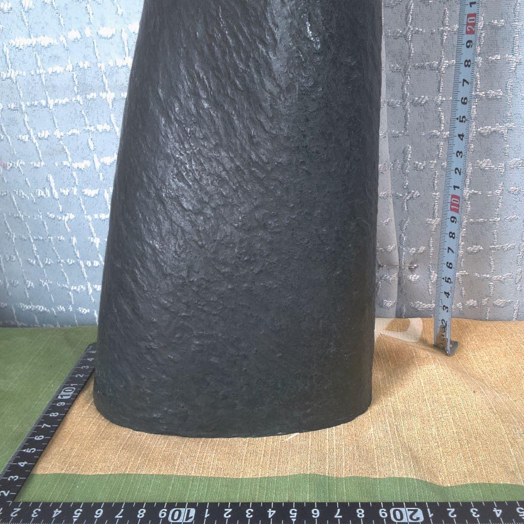 黒い細長い花器 銅製 アート 美術 アンティーク 骨董 まさを