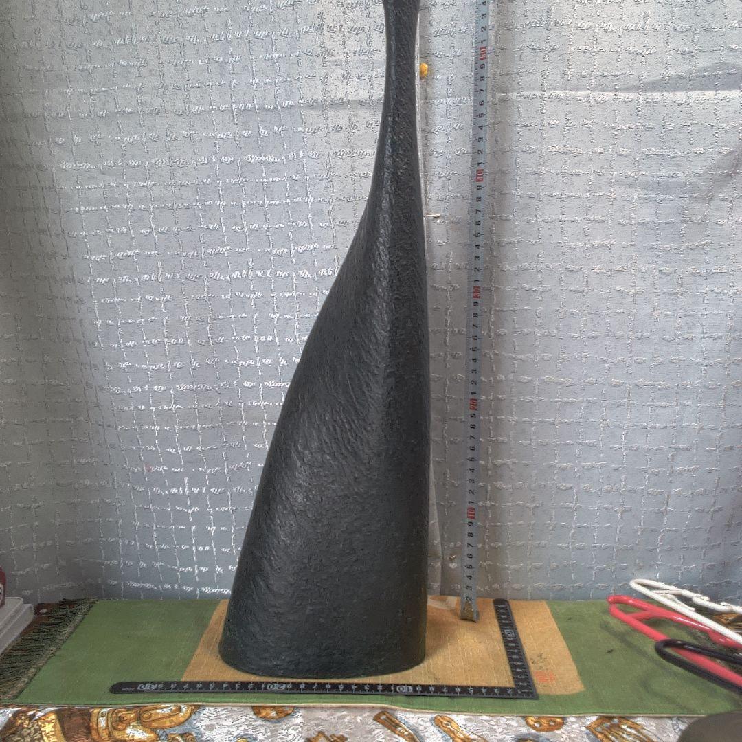 黒い細長い花器 銅製 アート 美術 アンティーク 骨董 まさを