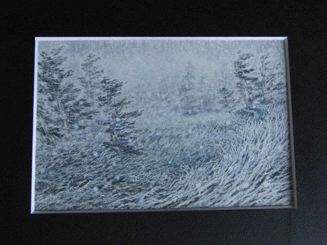 小柳種世、【初雪】、希少な額装用画集より、新品額装付、状態良好