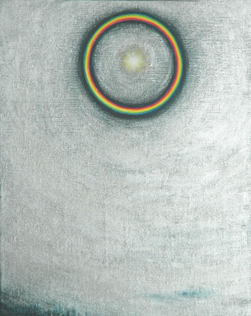 油絵 菅家令子 絵 絵画インテリア額付(黒) F3-S102023 風景祈り希望