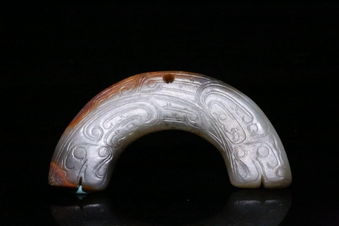 周代 大宗器 鳳鳥紋玉璜装身具 中国美術骨董 古玉和田