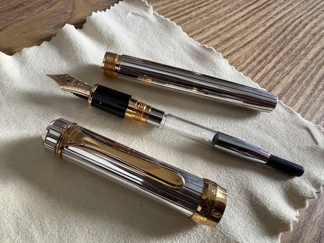 【美品】プラチナ萬年筆 銀無垢 #9-2 シルバー PTS-50000 F 細字