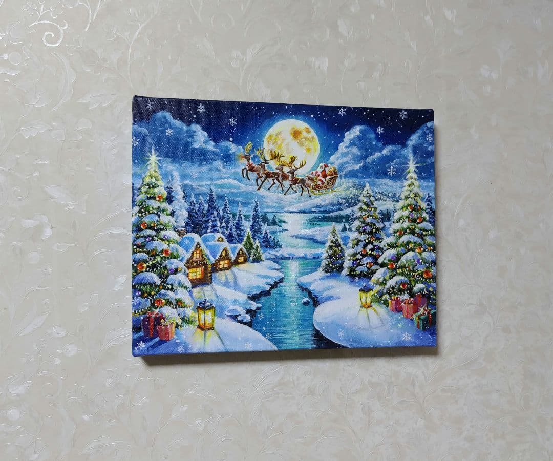 8*！様 【Happy Christmas】アクリル画 F3 風景画 絵画