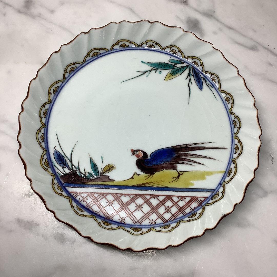 「お値下げ」九谷焼　二代　松本作吉　花鳥絵　銘々皿　五客