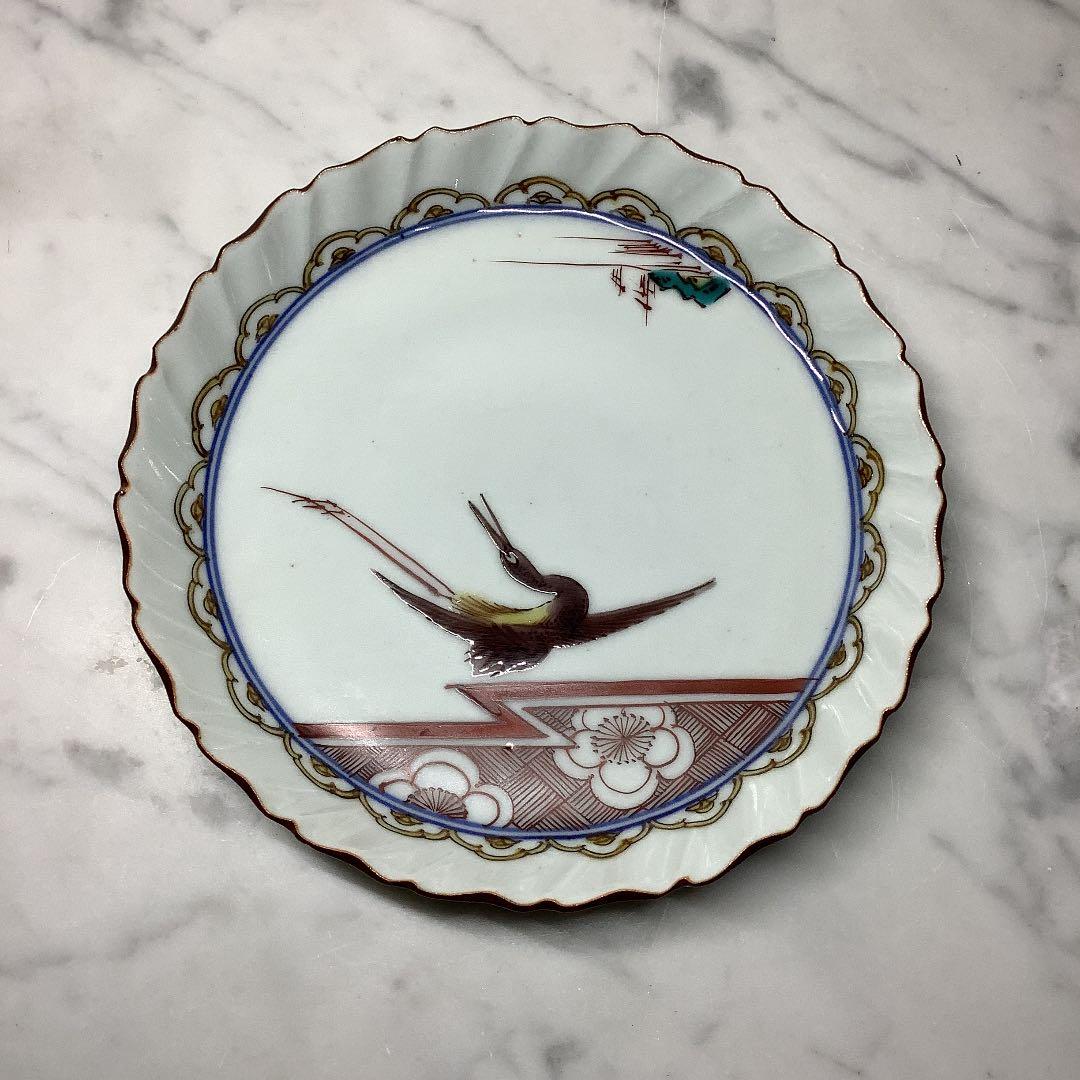 「お値下げ」九谷焼　二代　松本作吉　花鳥絵　銘々皿　五客