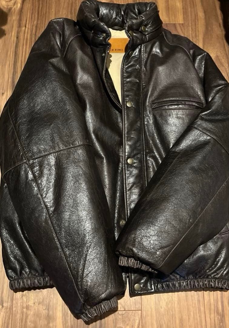 PABLO VINCI レザーダウンジャケット ブラウン Mサイズ