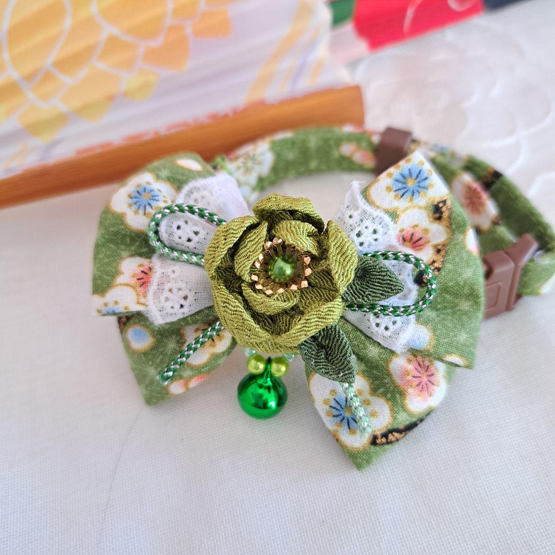 和風ひな祭り(緑)わんちゃん猫ちゃん用首輪