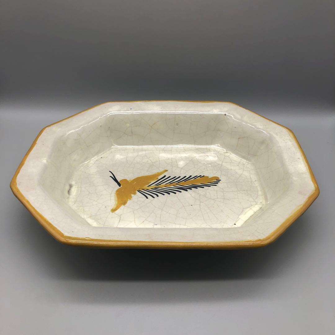 メキシコプエブラタラベラ焼ビンテージ陶器伝統工芸鳥バード八角大皿プレート34cm