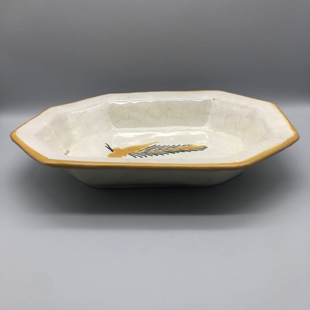 メキシコプエブラタラベラ焼ビンテージ陶器伝統工芸鳥バード八角大皿プレート34cm