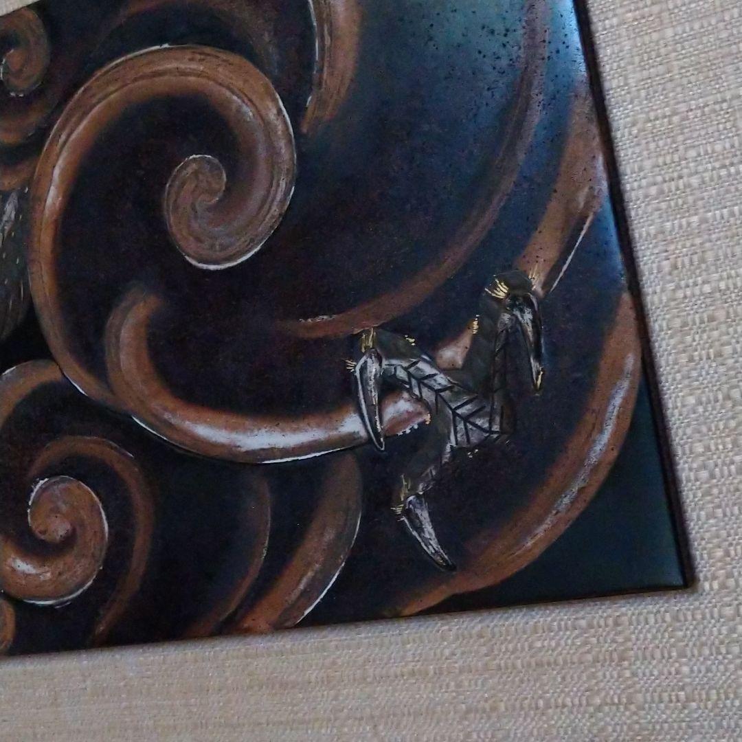 石川県能登 特産輪島塗漆額『龍』 欄間額 桐箱付