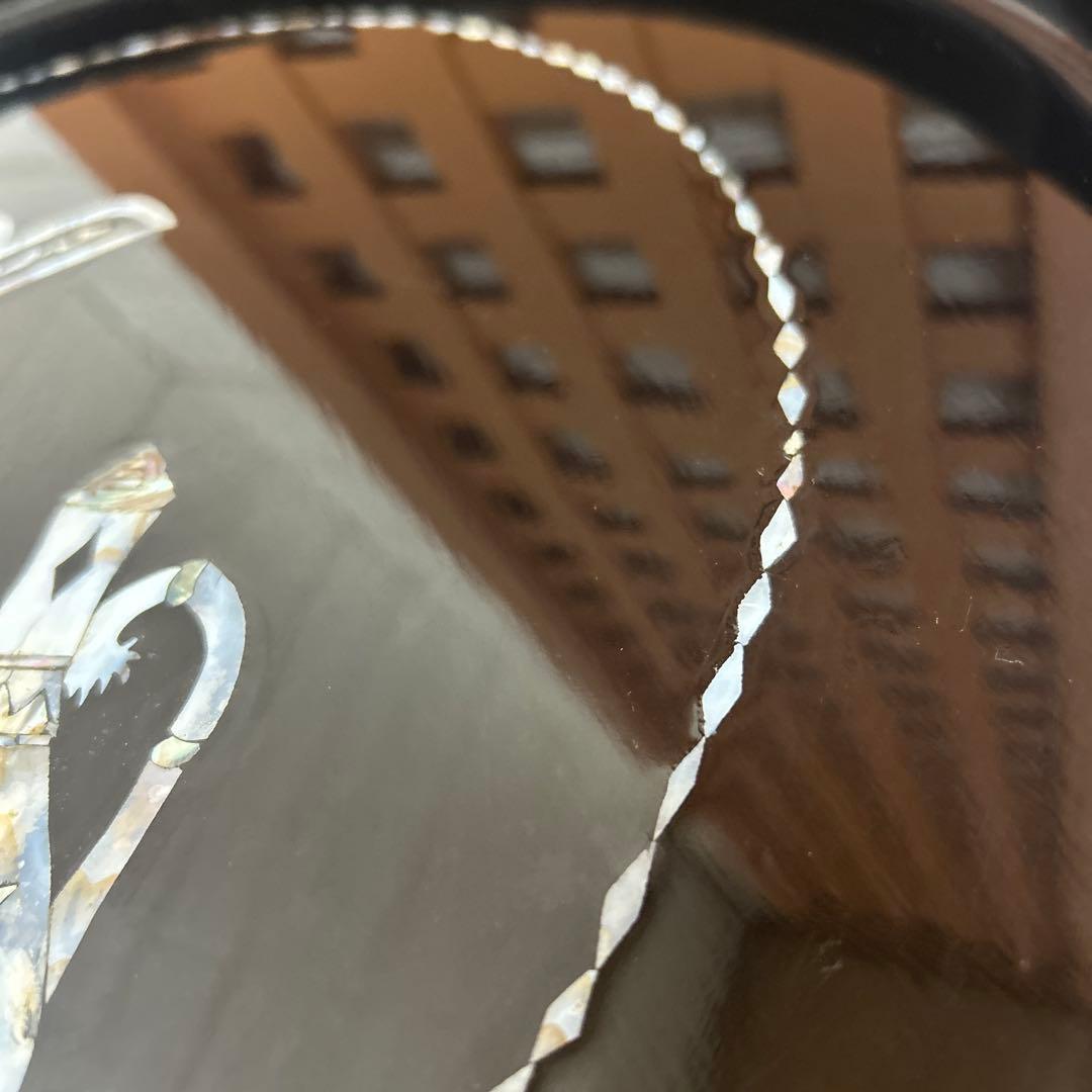 螺鈿細工　足付膳丸座卓　お盆　高足　工芸品　机